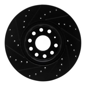 Audi A3 Quattro Brake Rotor (1) - Front Right - R1 Concepts - Drilled & Slotted - Black - `05-`25